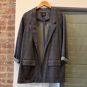 Liverpool Navy Plaid Open Blazer